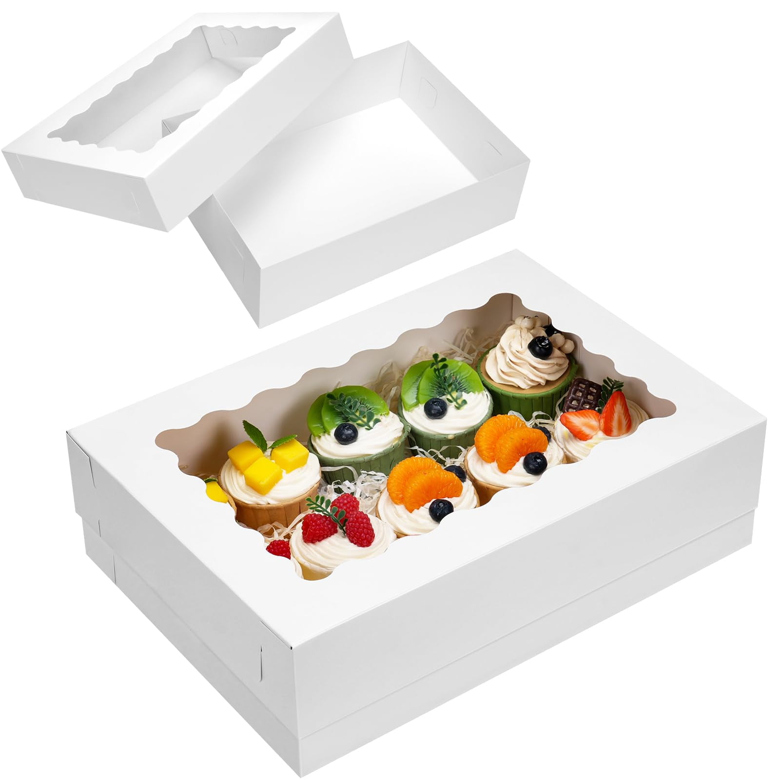 10pcs 14x10x4in Half Sheet Cake Boxes White Rectangle Bakery With ...