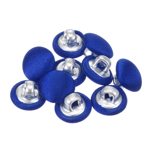 10pcs 16L Fabric Cloth Covered Button 10mm Round Metal Shank Sewing Buttons for Suits Blouses Sweaters, Deep Blue