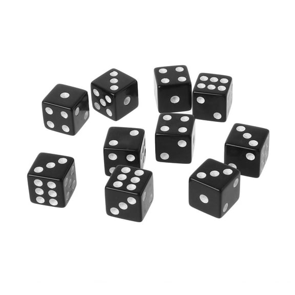 10pcs 16mm Acrylic Dice Black/White 6 Sided Casino Poker Game Bar Party Dice