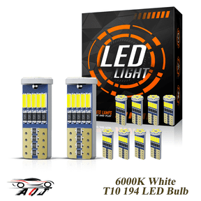 10pcs 194 LED Bulb Super Bright 6000K White, CANbus Ready, 500LM T10 168 2825 W5W 4014 Chipsets Replacement Bulbs for License, Reverse, Trunk, Marker, Parking, Door, Map, Dome Lights Lamps