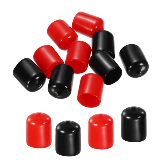 10Pcs 19mm Rubber End Caps Cover Assortment Vinyl Screw Thread Protector Round Vacuum Caps, Black Red