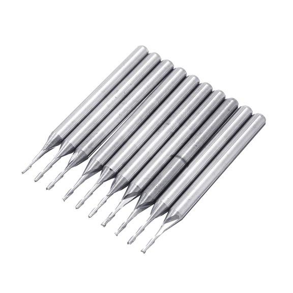 10pcs 1mm 2 Flutes End Mill Carbide Spiral Milling Cutter Flat Nose End Mill Router Bit for Cutting Engraving Woodworking Tool