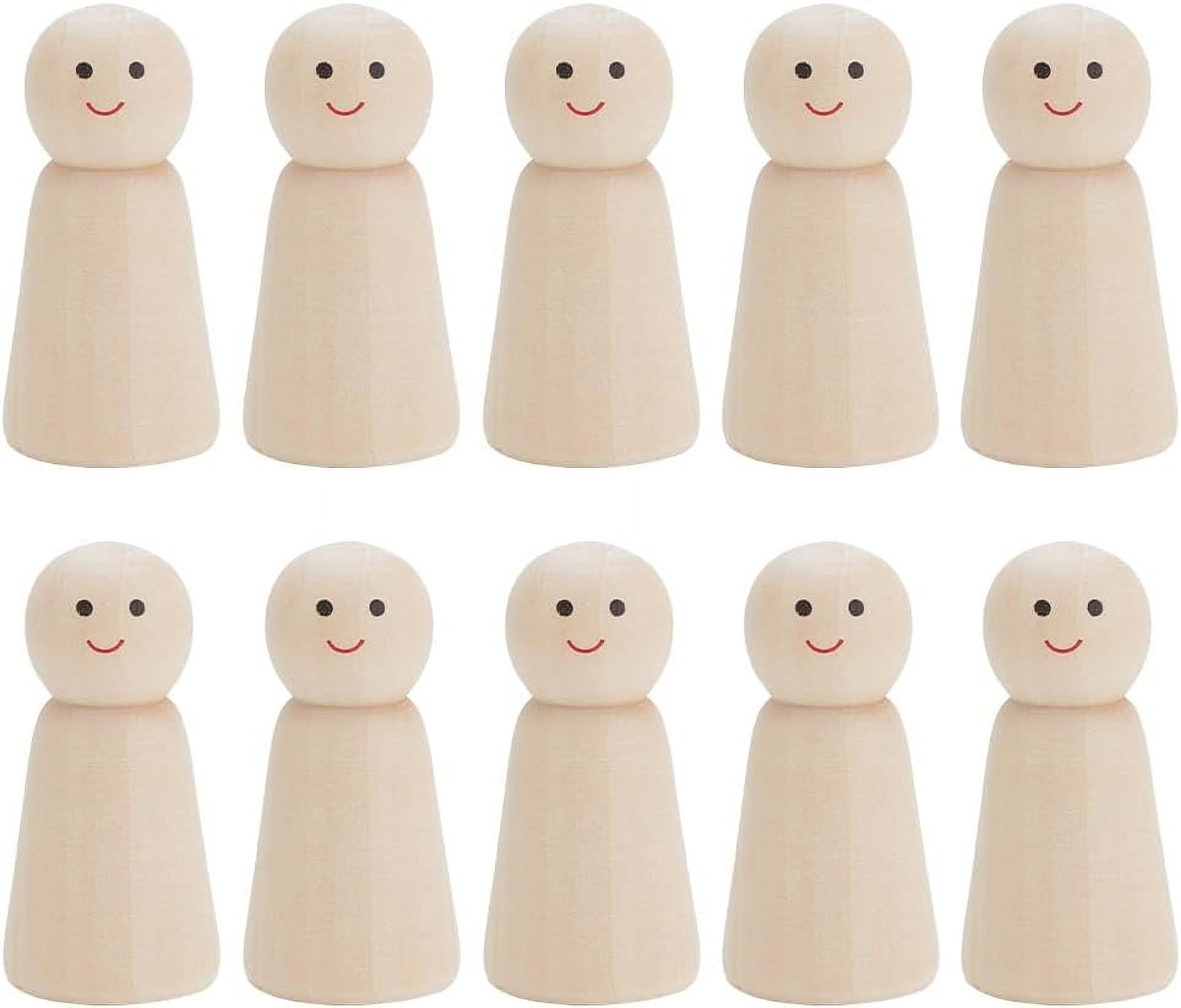 30 Pcs 3.5 Inch Unfinished Wooden Peg Dolls - Angel Girl Shape DIY Craft Bodies For Painting & Wedding Cake Toppers