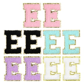 10pcs 2" Chenille Letter E Patches, Multicolored Chenille Embroidered Patch