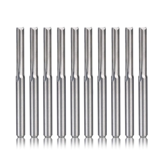 10pcs 2 Flute CNC Router Bits 3.175mm Straight Slot Tungsten Steel Milling Cutter for Wood Plastic