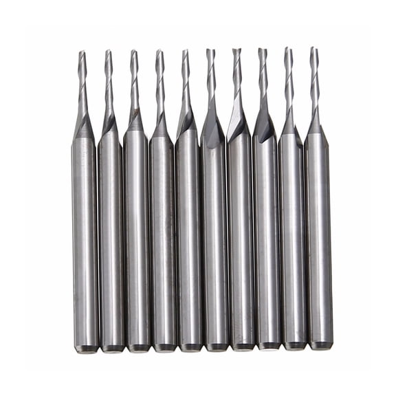 10pcs 2 Flute Spiral Carbide Flat Nose End Mill CNC Router Bit 1/8" 1mm Milling Cutter for Cutting Slotting