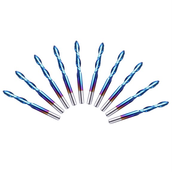 10pcs 2 Flutes Ball Nose End Mill CNC Router Bits 3.175mm Shank Spiral Milling Cutter