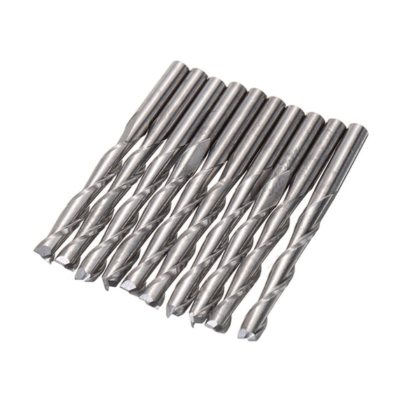 10pcs 2 Flutes End Mill Set 3.175mm Diameter CNC Solid Carbide Spiral Woodworking Router Bits