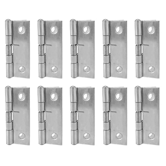 10pcs 2 Inch Long Stainless Steel Self-Closing Corner Spring Draw Door Hinge,10 x Door Hinge,Silver Tone