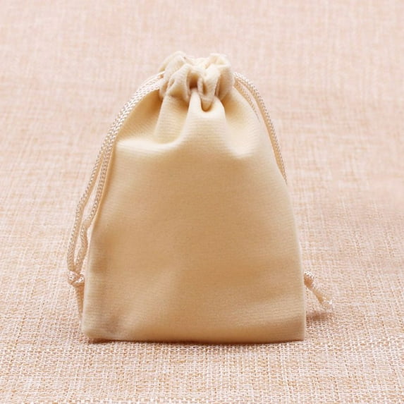 10pcs 2 Sizes Packing Drawstring Velvet Pouch Sachet Gift Bag For Jewelry Wedding Things Party Bead Container Storage Wholesale Beige Approx 9x12cm