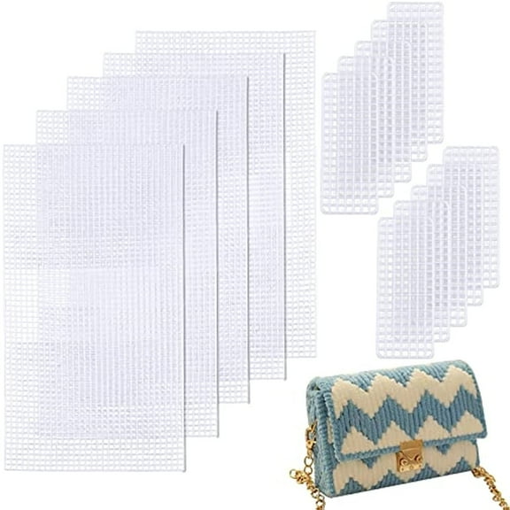 10pcs 2 Sizes Plastic Mesh Canvas Bag Sheets Plastic Net Cover DIY Crafting Handbag Accessories Acrylic Yarn Crafting Knit and Crochet Projects for Purse Making Supplies