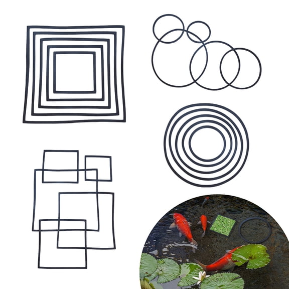 10pcs 2 styles Aquarium Floating Plant Rings Round Square Fish Plant Ring Black Fish Feeding Ring Floating for Bettas Fish Accessories