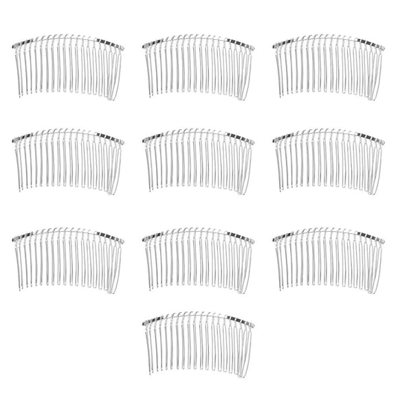 10pcs 20 Teeth Fancy DIY Metal Wire Hair Clip Combs, Stainless Steel, Silver, for Women's Wedding Veil, Bridal, Hair Pieces, Headdresses, Craft Projects