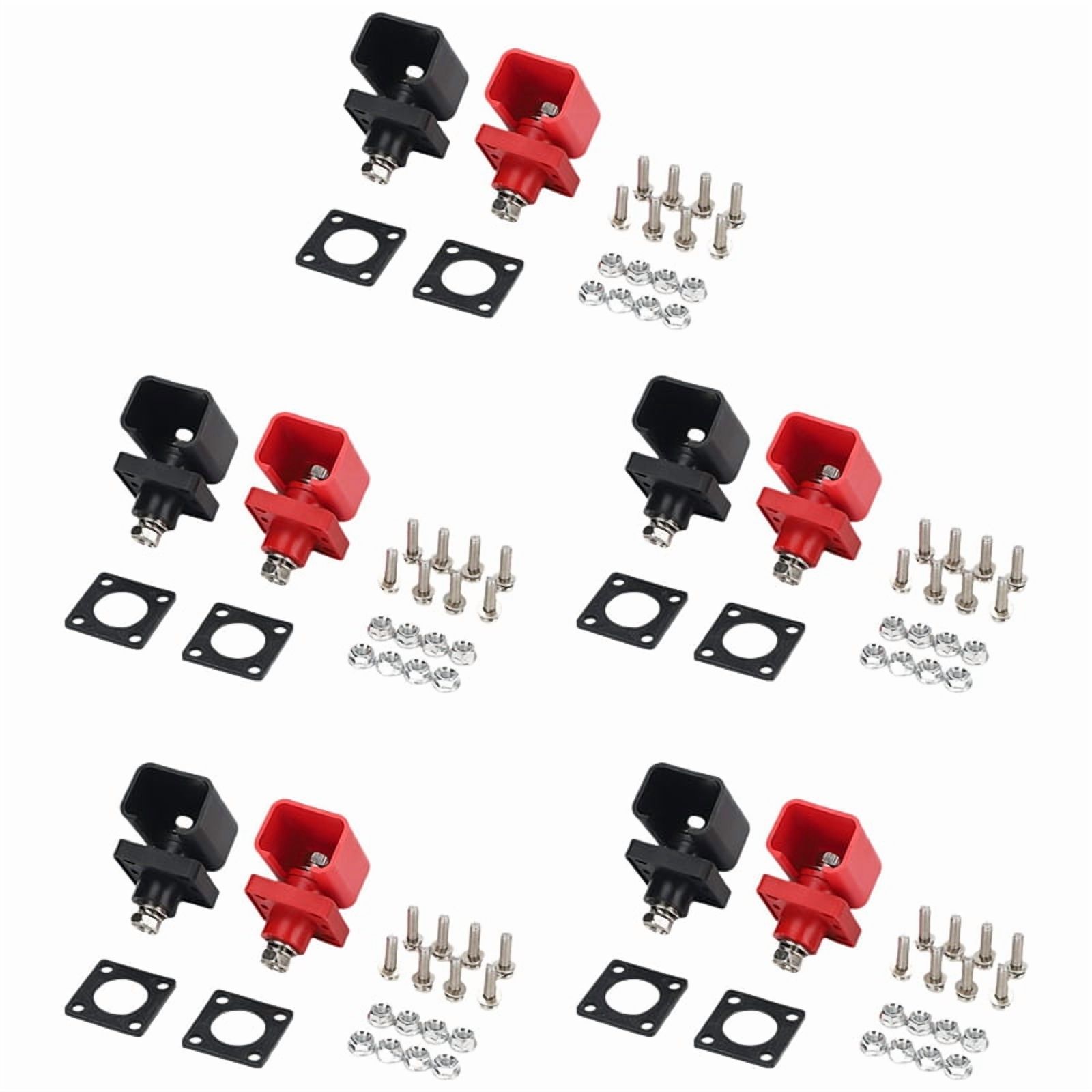 10pcs 200A Energy Storage Lithium Battery Terminal High Current Lithium Battery Copper Terminal Connector,10 x Lithium Battery Terminal block With accessories,Black&Red