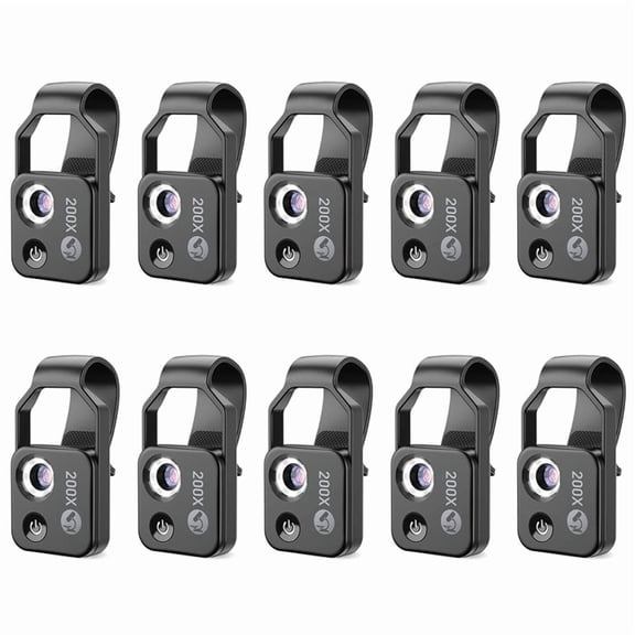 10pcs 200X Cell Phone Microscope Accessory with Window Microscope, Mini Digital Microscope with LED Light/Universal Clip