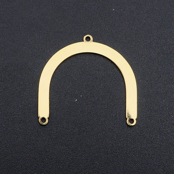 10pcs 201 Stainless Steel Chandelier Components Links Symmetrical Arc Shape Laser Cut golden 23x25x1mm Hole: 1.4mm