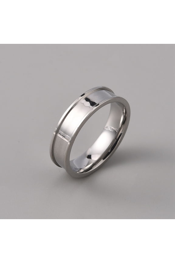 10pcs 201 Stainless Steel Grooved Finger Ring Settings Ring Core Blank for Inlay Ring Jewelry Making Stainless Steel color Inner Diameter: 20mm
