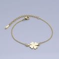 thumbnail image 1 of 10pcs 201 Stainless Steel Link Bracelets with Lobster Claw Clasps Clover Golden 6-7/8 inch(17.3~17.5cm), 1 of 2