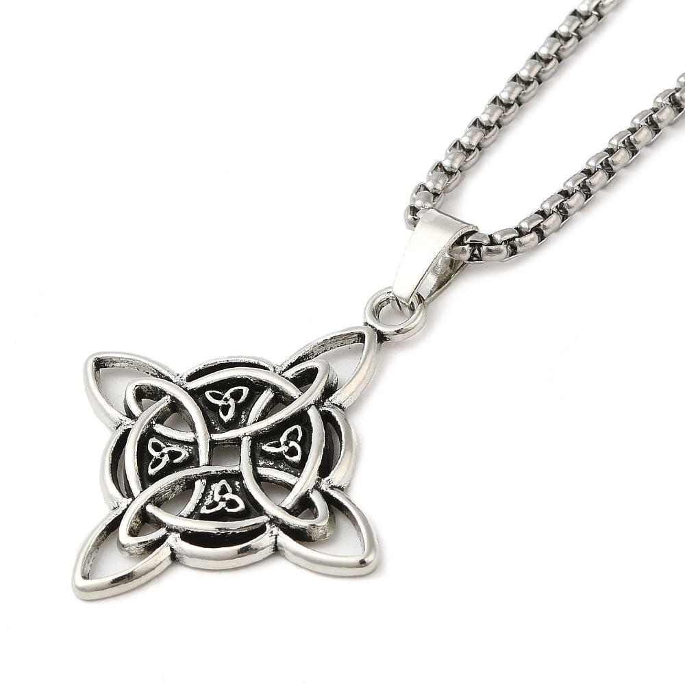 KKJOY Celtic Triangle Witches Knot Dangle Earrings - Stainless Steel Wiccan Symbol Pendant For Women, Magical Jewelry