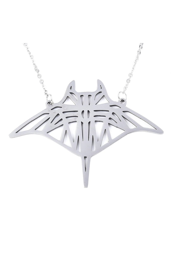 10pcs 201 Stainless Steel Pendant Necklaces with Cable Chains Manta Ray/Fish Stainless Steel Color 17.3 inch(44cm) 2mm Fish: 41.5x54.5x1mm