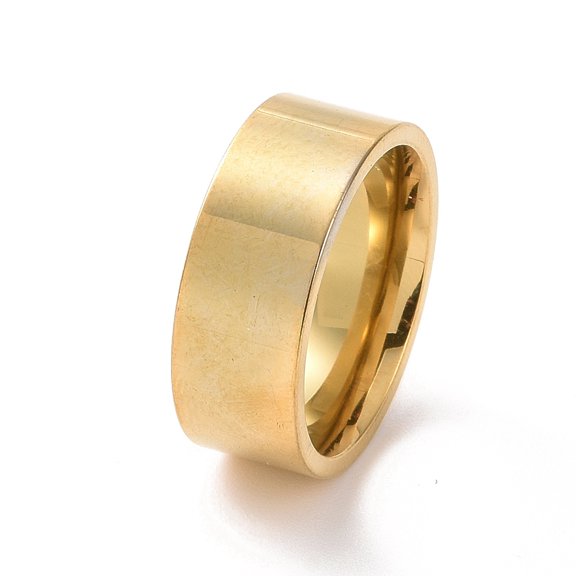 10pcs 201 Stainless Steel Plain Band Ring for Women Golden 7.5mm Inner Diameter: 17mm