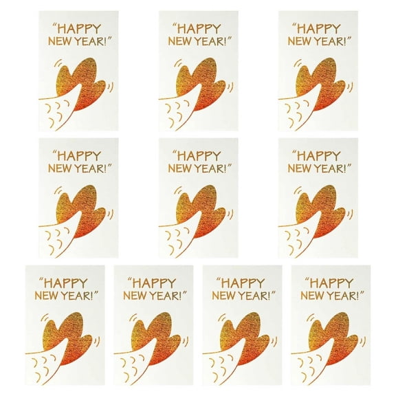 10pcs 2024 New Year Cards Bronzing Cartoon Dragon Greeting Card Blessing Gift for Chinese Spring Festival Postcards Kids