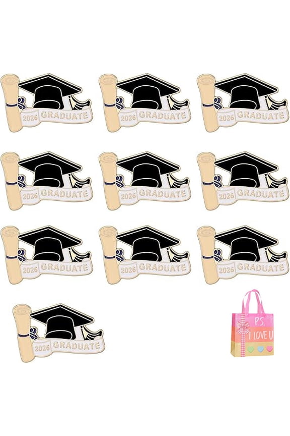 10pcs 2026 Graduation Brooch Pin - Doctoral Hat Badge for Graduates, 25mm Academic Knowledge Symbol, PhD Masters Degree Gift for Students (XX)
