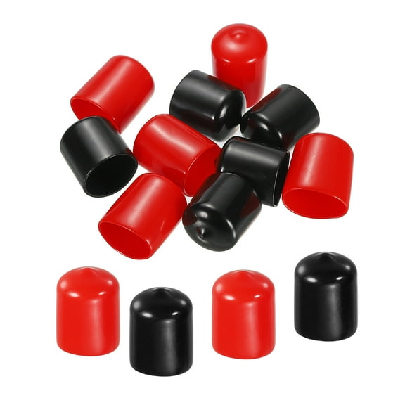 10Pcs 20mm Rubber End Caps Cover Assortment Vinyl Screw Thread Protector Round Vacuum Caps, Black Red