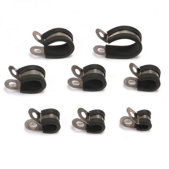 10pcs/20pcs Rubber Lined P Clips Cable Mounting Hose Pipe Clamp Fixing Pipes Stainless Steel Hardware Fasteners 6-24mm
