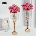 thumbnail image 1 of 10pcs 21.7inch Gold Crystal Flower Stand Wedding Centerpieces Tabletop Metal Flower Vase for Wedding Table Centerpieces, 1 of 19
