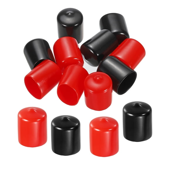 10Pcs 22mm Rubber End Caps Cover Assortment Vinyl Screw Thread Protector Round Vacuum Caps, Black Red