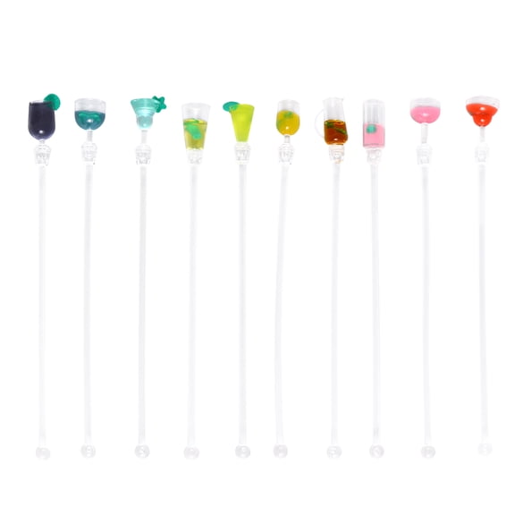MERRYHAPY 10pcs Assorted Color Reusable Beverage Stirring Sticks for Cocktail Drink Mixer Bar Accessories