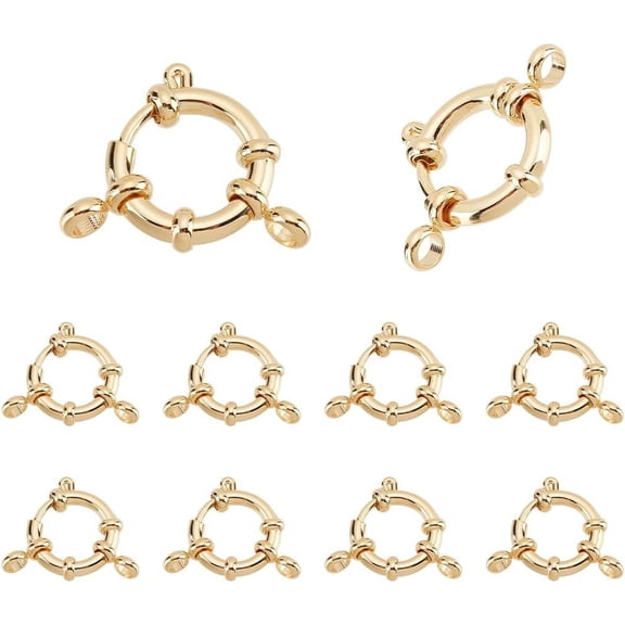 10pcs 24K Gold Plated Spring O Ring Clasps 304 Stainless Steel Closed Ring Clasps Brecelets Necklace Link Connector Findings Charms for DIY Anklets Jewelry Making 16x4mm for making