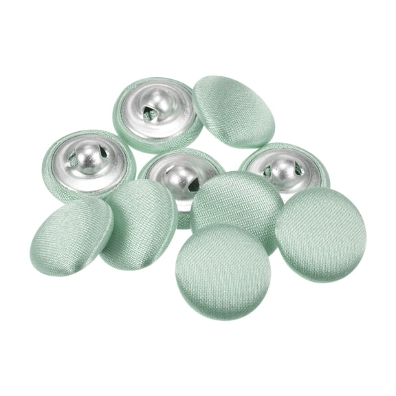 10pcs 24L Fabric Cloth Covered Button 15mm Round Metal Shank Sewing Buttons for Suits Blouses Sweaters, Light Green