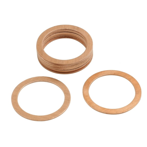 10pcs 27mm Inner Dia Copper Washers Flat Sealing Gaskets Ring for Cars