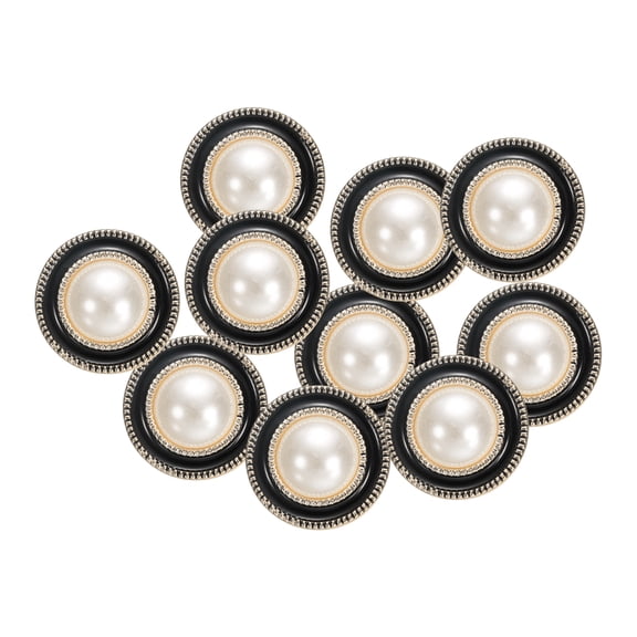 10pcs 28L Gold White Faux Pearl Buttons 18mm 23/32" Dia 0.51" Thick Plastic Round Sewing Button Replacement Craft Fastener for Coats Clothing DIY Crafts Style R