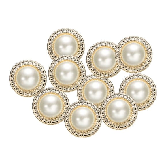 10pcs 28L Gold White Faux Pearl Buttons 18mm 23/32" Dia 0.51" Thick Plastic Round Sewing Button Replacement Craft Fastener for Coats Clothing DIY Crafts Style U