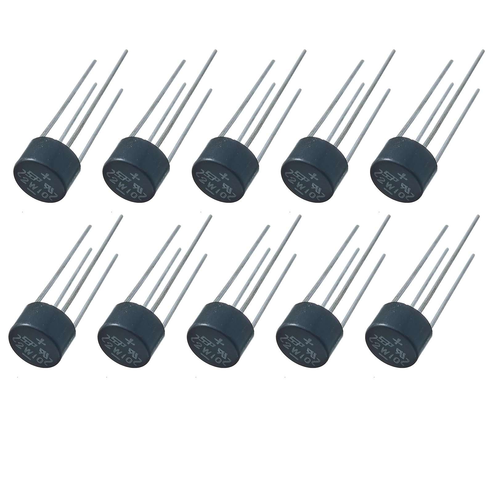 10pcs 2W10 Rectifier Bridge Stack Single-Phase Round Bridge Diode 2W06 2A 1000V