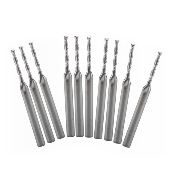 10pcs 3.175*1.5*12mm Two Flutes Solid Carbide Micro End Mill Milling Cutters CNC Wood Engraving Tools Spiral Router Bits