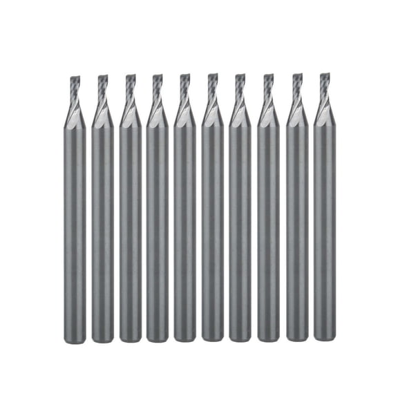10pcs 3.175*1.5*4mm Single Flute Bit Carbide End Mill Set CNC Router End Mills for Wood Cutter Milling Acrylic Cutting Bits