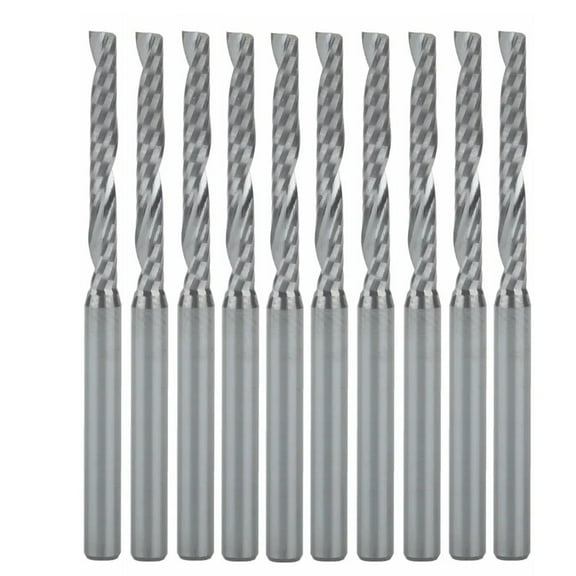 10pcs 3.175*2.5*22mm Single Flute Bit Carbide End Mill Set, CNC Router End Mills Fit For Wood Cutter Milling