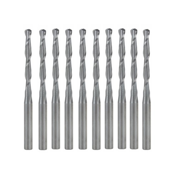 10pcs 3.175X2.5X22mm Spiral 2 Flutes Ball Nose End Mills CNC Engraving Bits