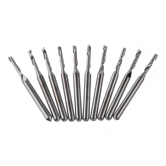 10pcs 3.175mm Single Flute End Mill Carbide Spiral CNC Router Bit Shank Milling Cutter for Cutting Wood Plastic
