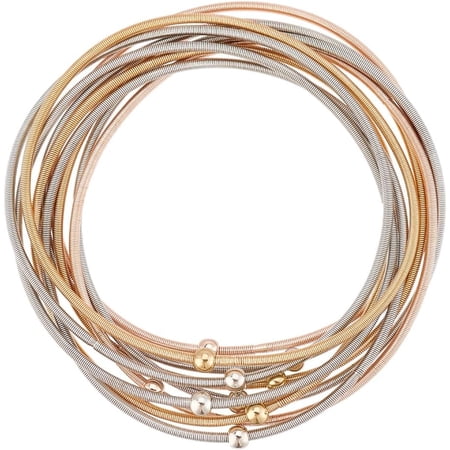 10pcs 3 Colors Guitar String Bracelet, Stainless Steel Multi Strand Stackable Stretch Bracelets Adjustable Layered Bangles Bohemian Boho Bracelets for Music Lovers Jewelry Gifts