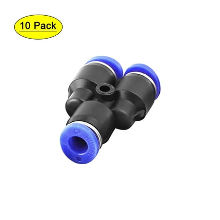 10pcs 3 Way Y Shape Push In Pneumatic Quick Release 1/4" Tube Fittings Connector