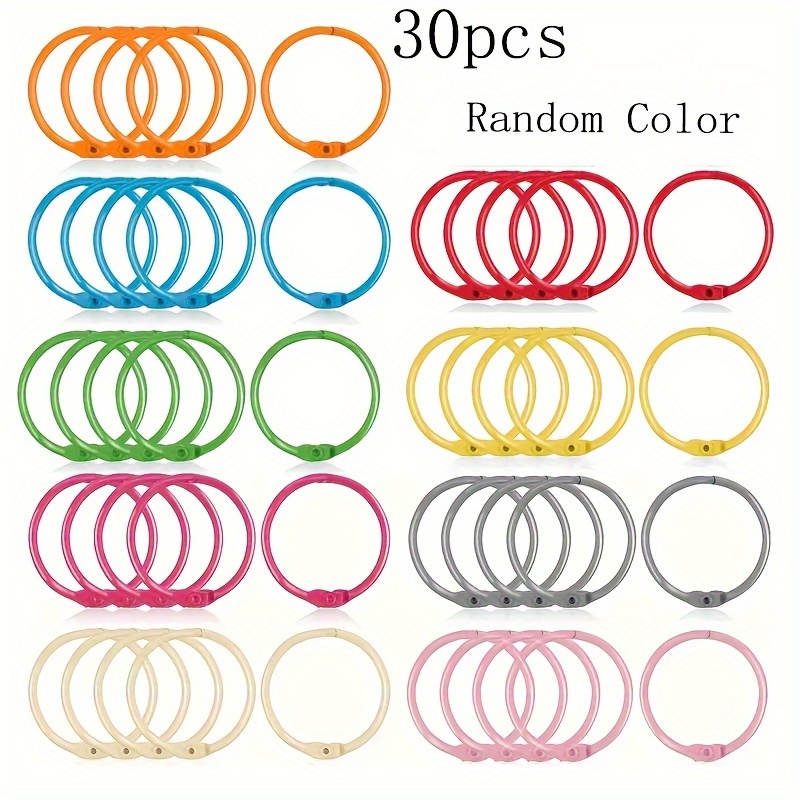 10pcs of 30 colored metal loose leaf paper rings - metal steel book ...