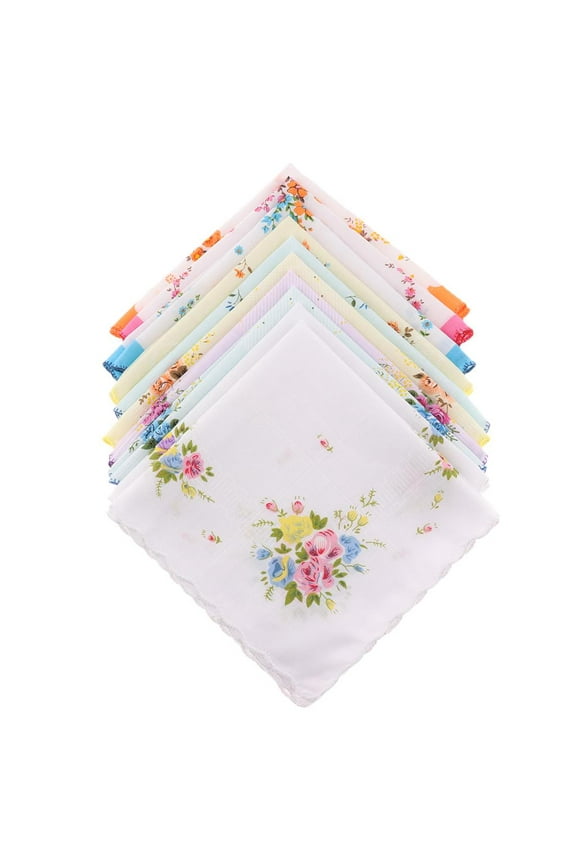 10pcs 30 x 30cm Vintage Cotton Women Hankies Embroidered Butterfly Flower Hanky Floral Ladies Handkerchief Fabrics Random Color