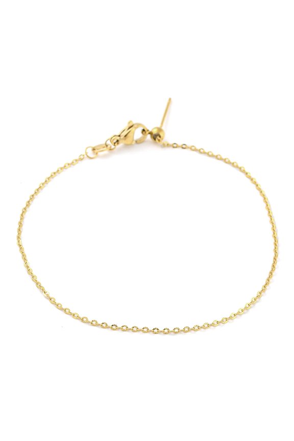 10pcs 304 Stainless Steel Add a Bead Adjustable Texture Cable Chains Bracelets for Women Golden 21.4x0.2cm