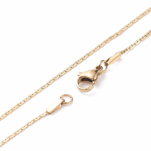 10pcs 304 Stainless Steel Chain Necklaces with Lobster Claw Clasps Golden 17.7 inch(45cm) 1.2x0.4mm