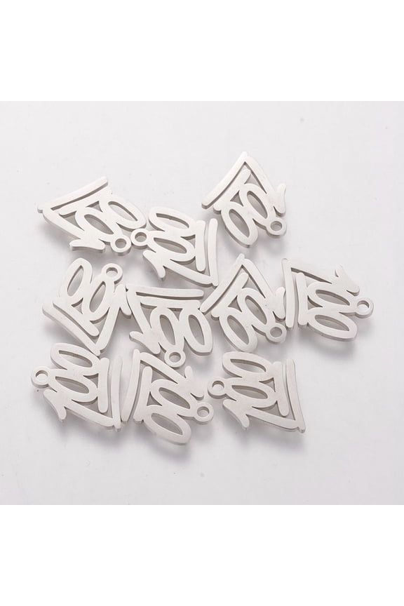 10pcs 304 Stainless Steel Charms Number 100 Shaped Pendants Silver Tone Charms for DIY Jewelry Making 11.3x12.5mm